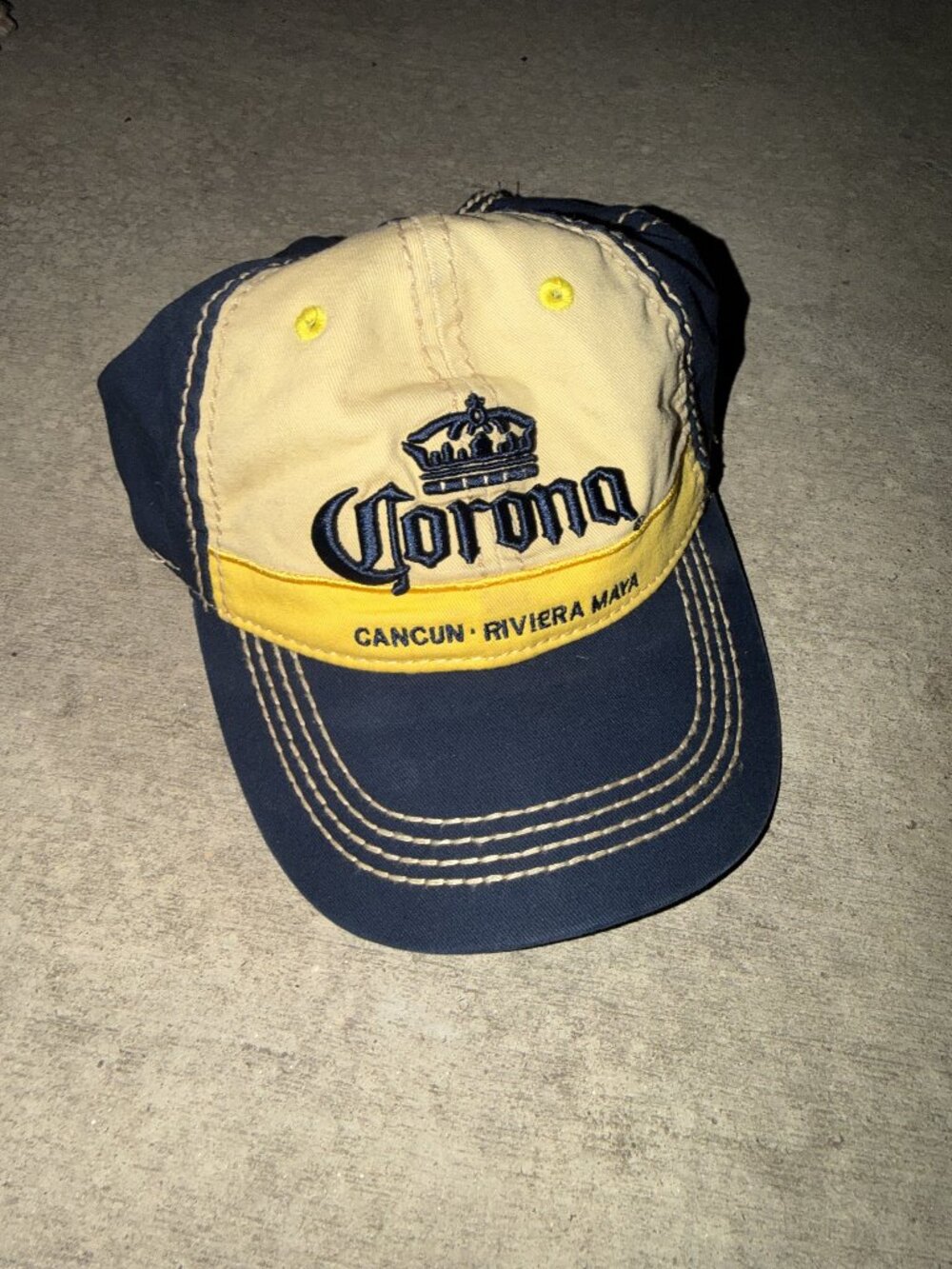 Corona Extra Cancun Riviera Maya Dad Hat Cap Cream Navy
